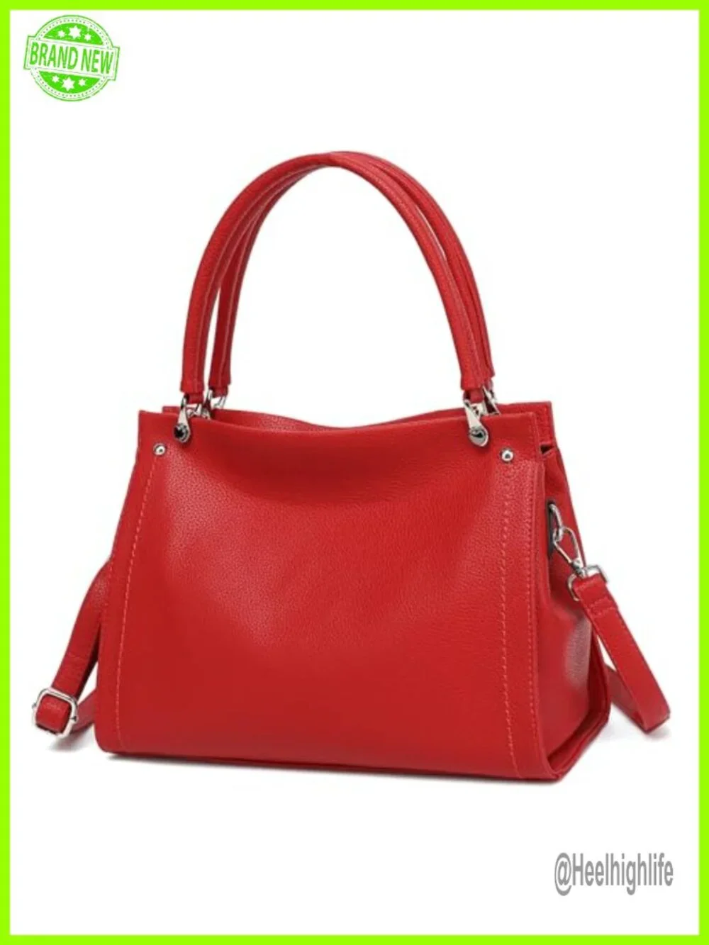 Lychee-Textured Vegan Leather Satchel Tote Handbag with Adjustable Strap